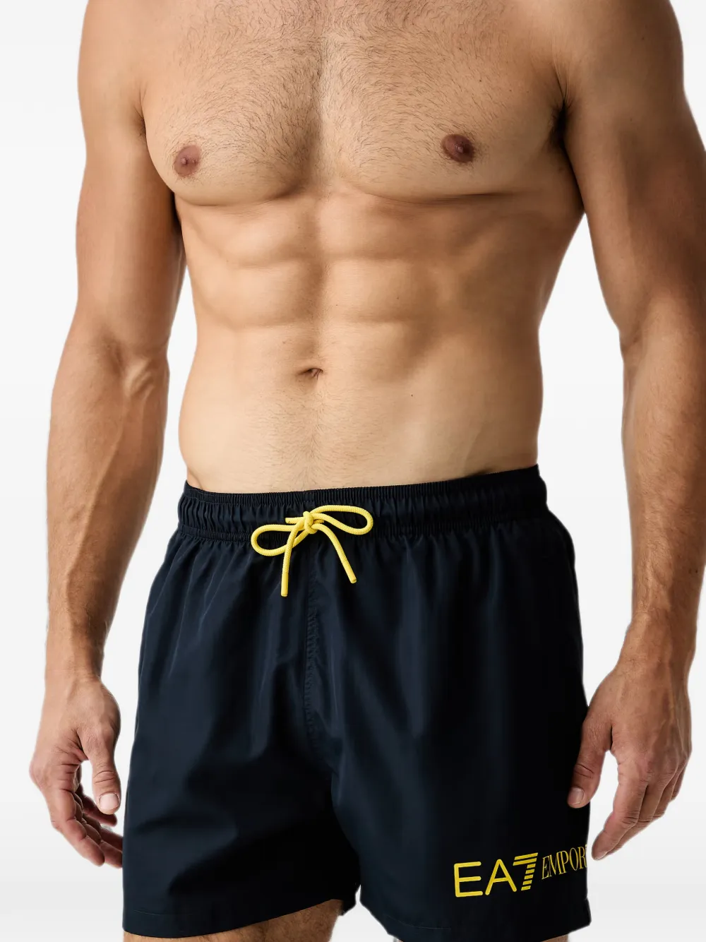 Ea7 Emporio Armani Zwembroek met logoprint en trekkoord Blauw