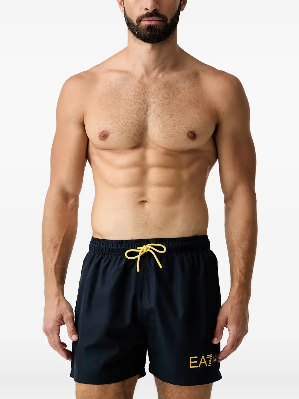 Ea7 Emporio Armani logo-print drawstring swim shorts - Blu