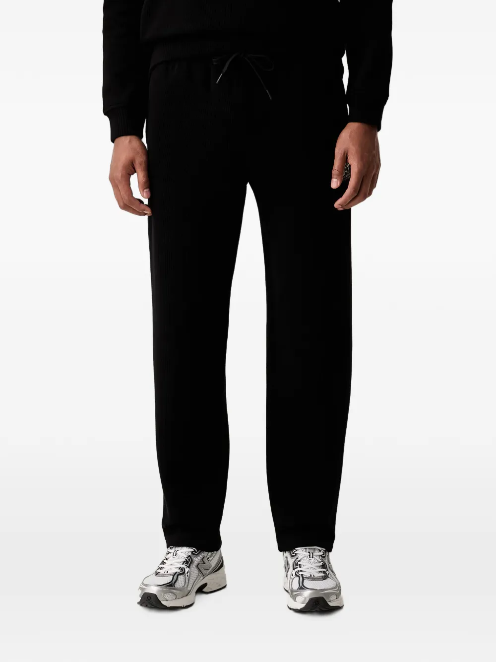 Ea7 Logo-patch Drawstring Track Pants In Black