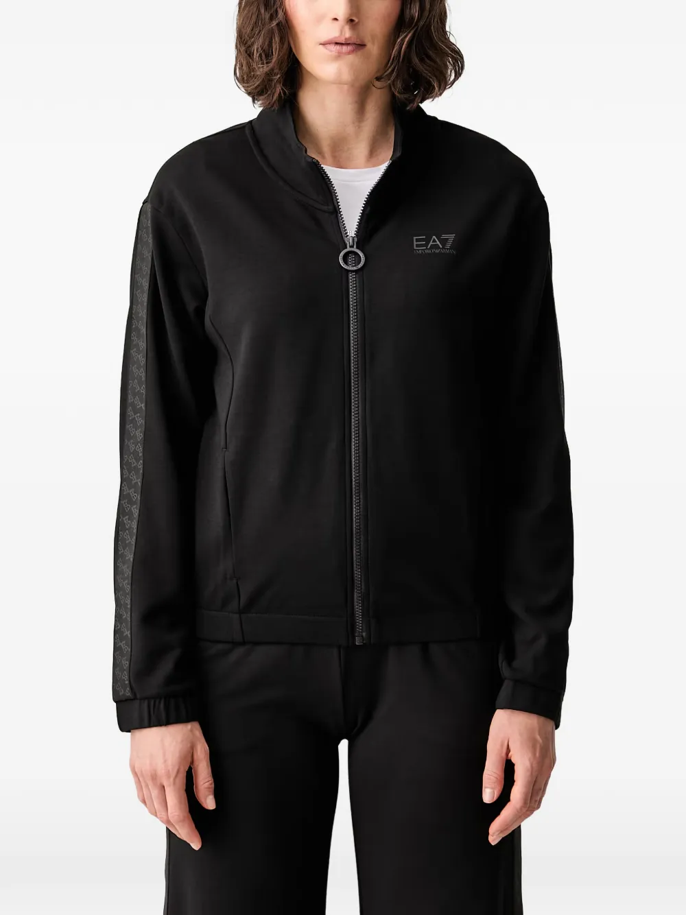 Ea7 Emporio Armani logo-print zip-up track jacket - Nero