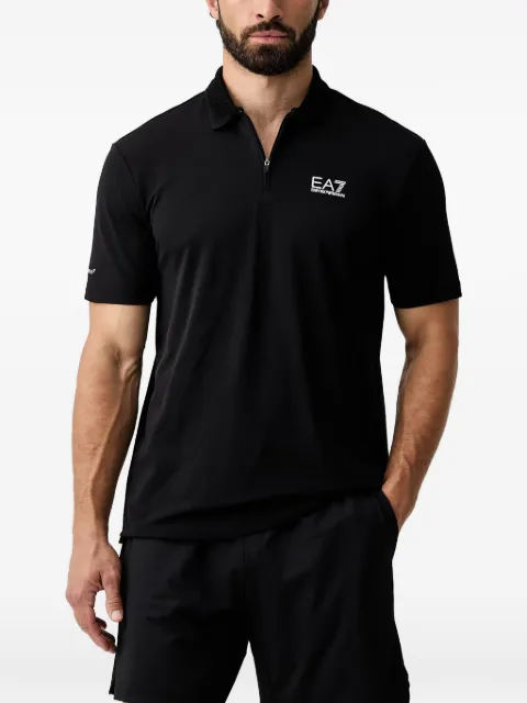 Ea7 Emporio Armani logo-print zip-neck polo shirt