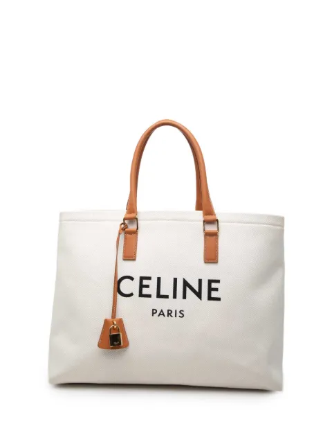 Celine Pre-Owned 2019 Small Canvas Logo Print Horizontal Cabas tote bag