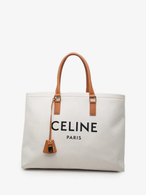 Celine Pre-Owned 2019 Small Canvas Logo Print Horizontal Cabas tote bag