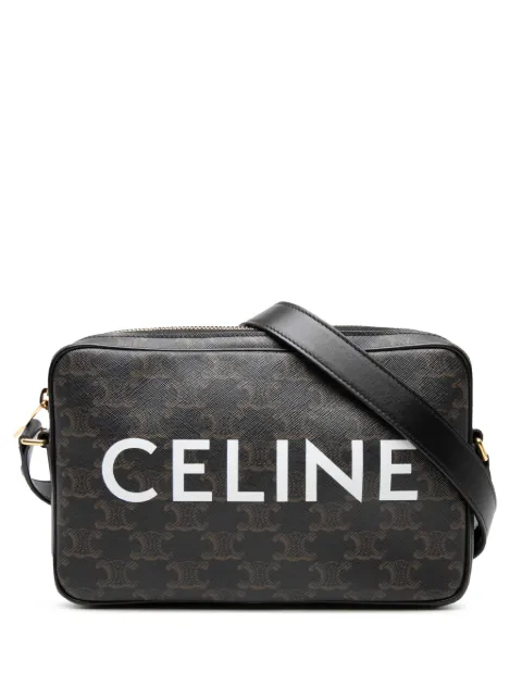 Celine Pre-Owned 2022 Medium Triomphe Coated Canvas Logo crossbody bag