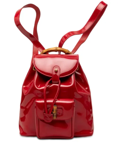 Gucci Pre-Owned mochila de charol con cordones y bambú del siglo XX