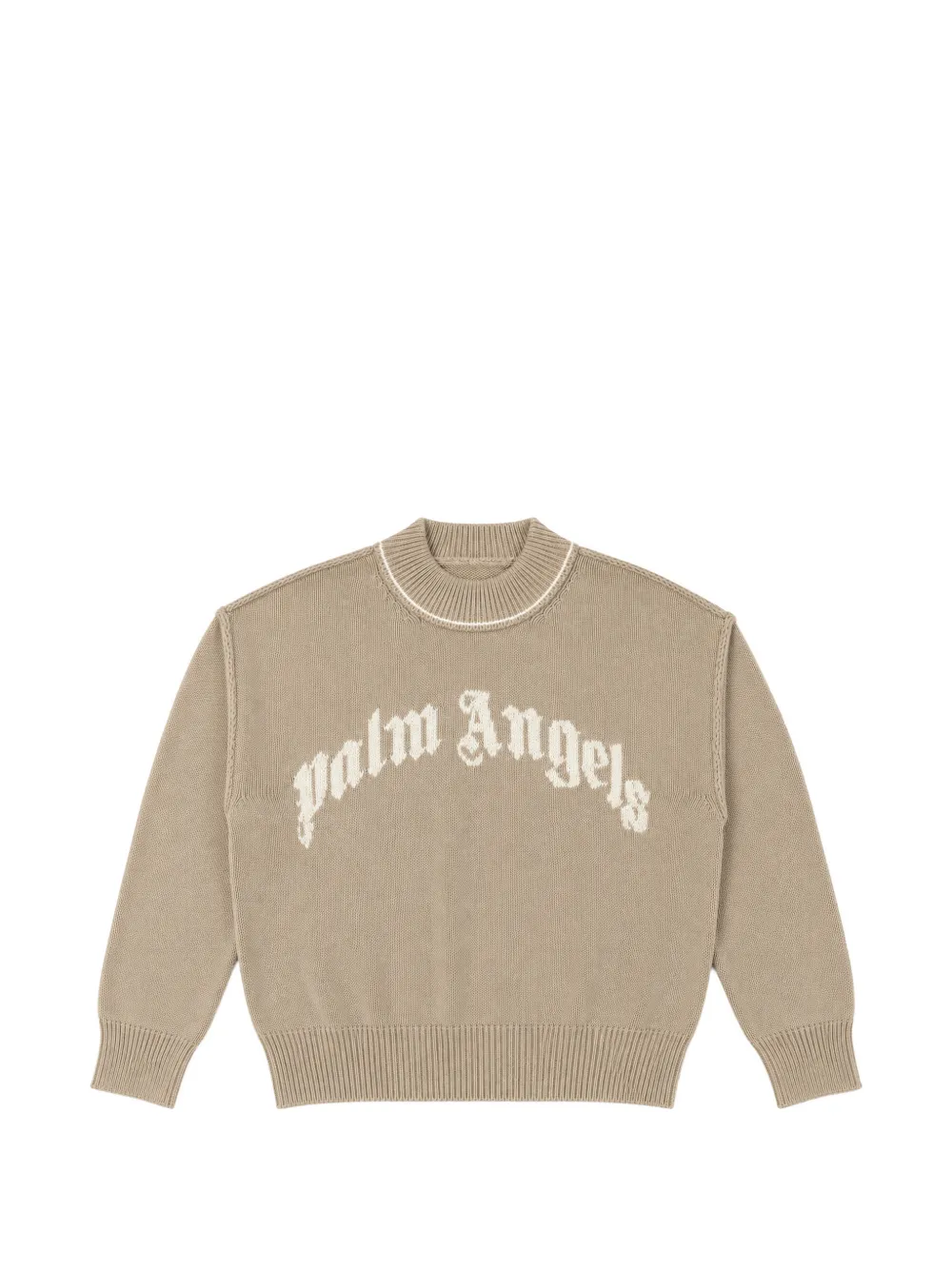 Palm Angels Kids logo-intarsia sweater - Marrone