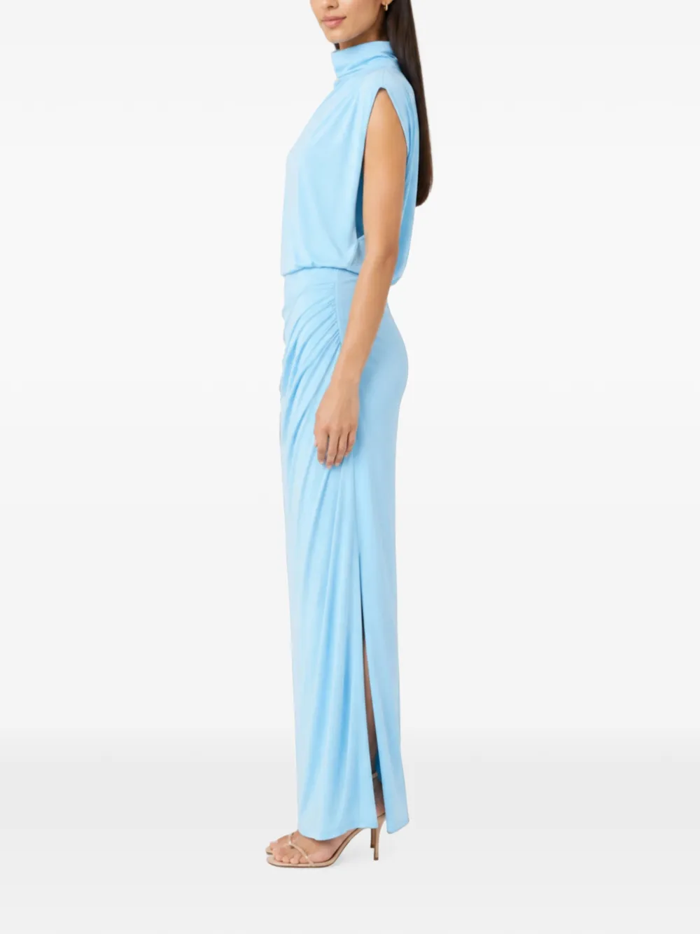 SIMKHAI Vale gedrapeerde jersey slim-fit midi-jurk Blauw