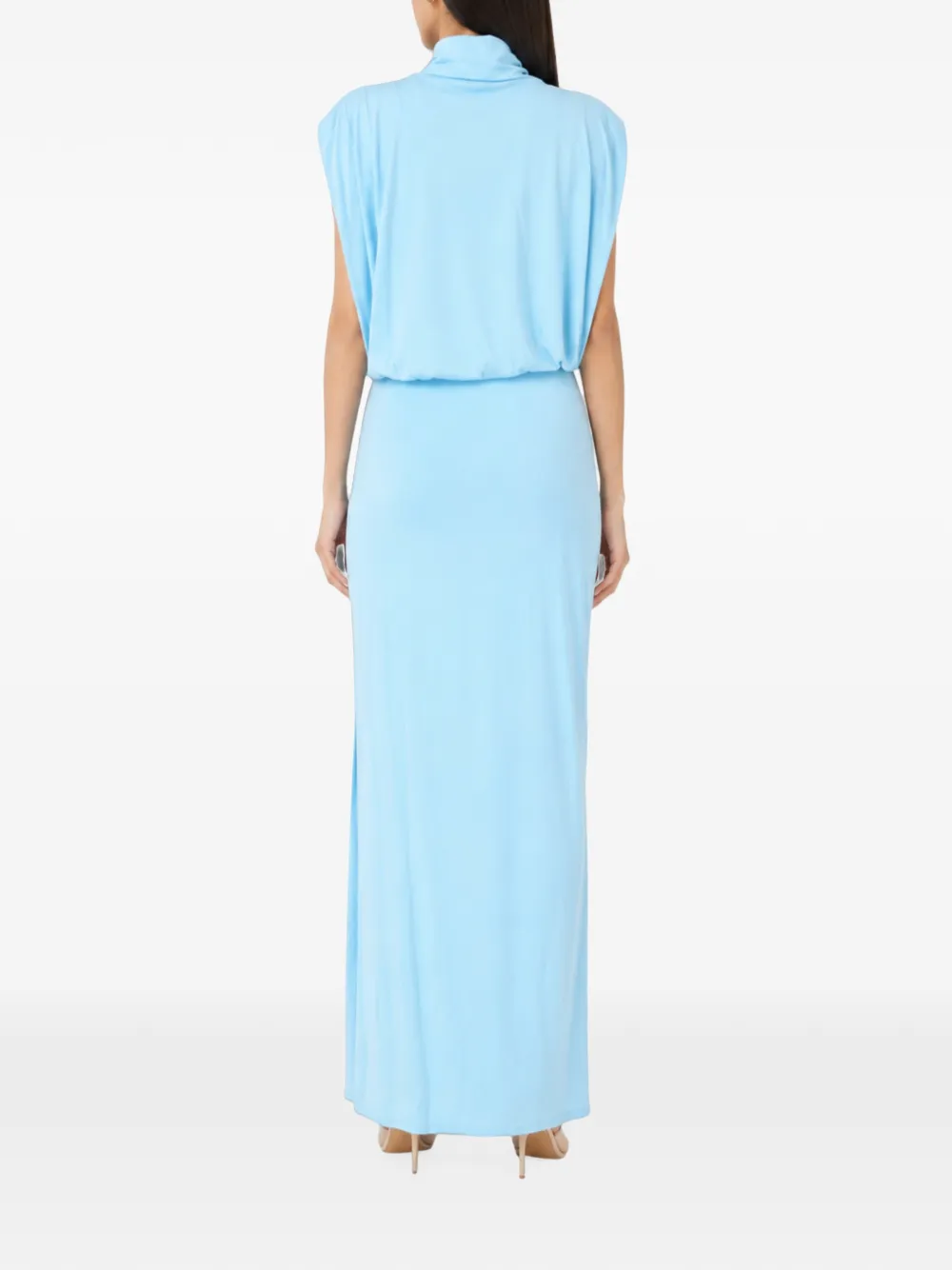SIMKHAI Vale gedrapeerde jersey slim-fit midi-jurk Blauw