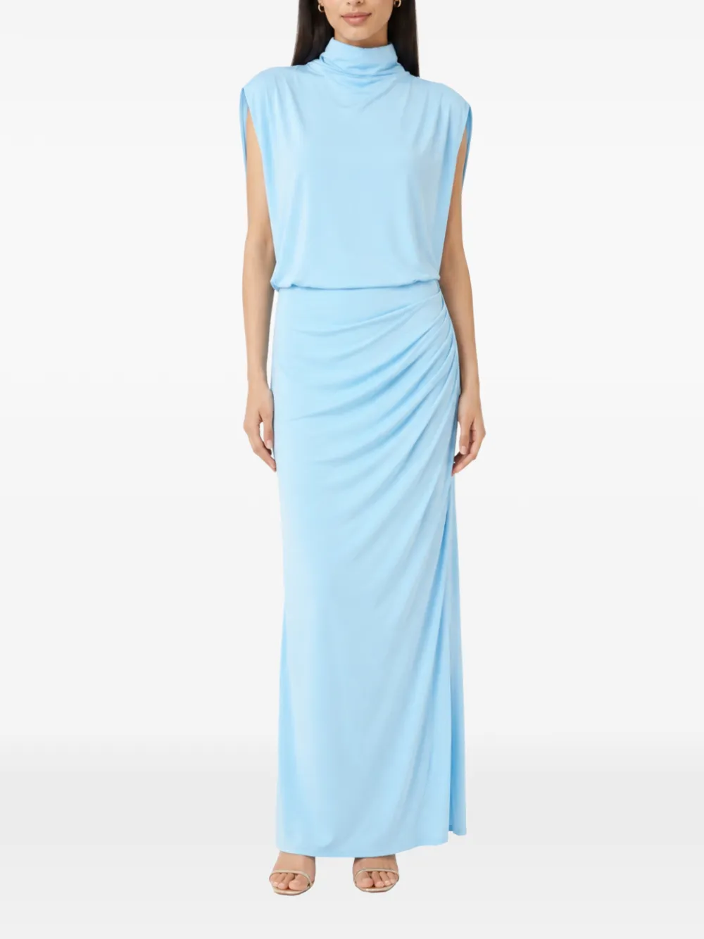 SIMKHAI Vale gedrapeerde jersey slim-fit midi-jurk Blauw