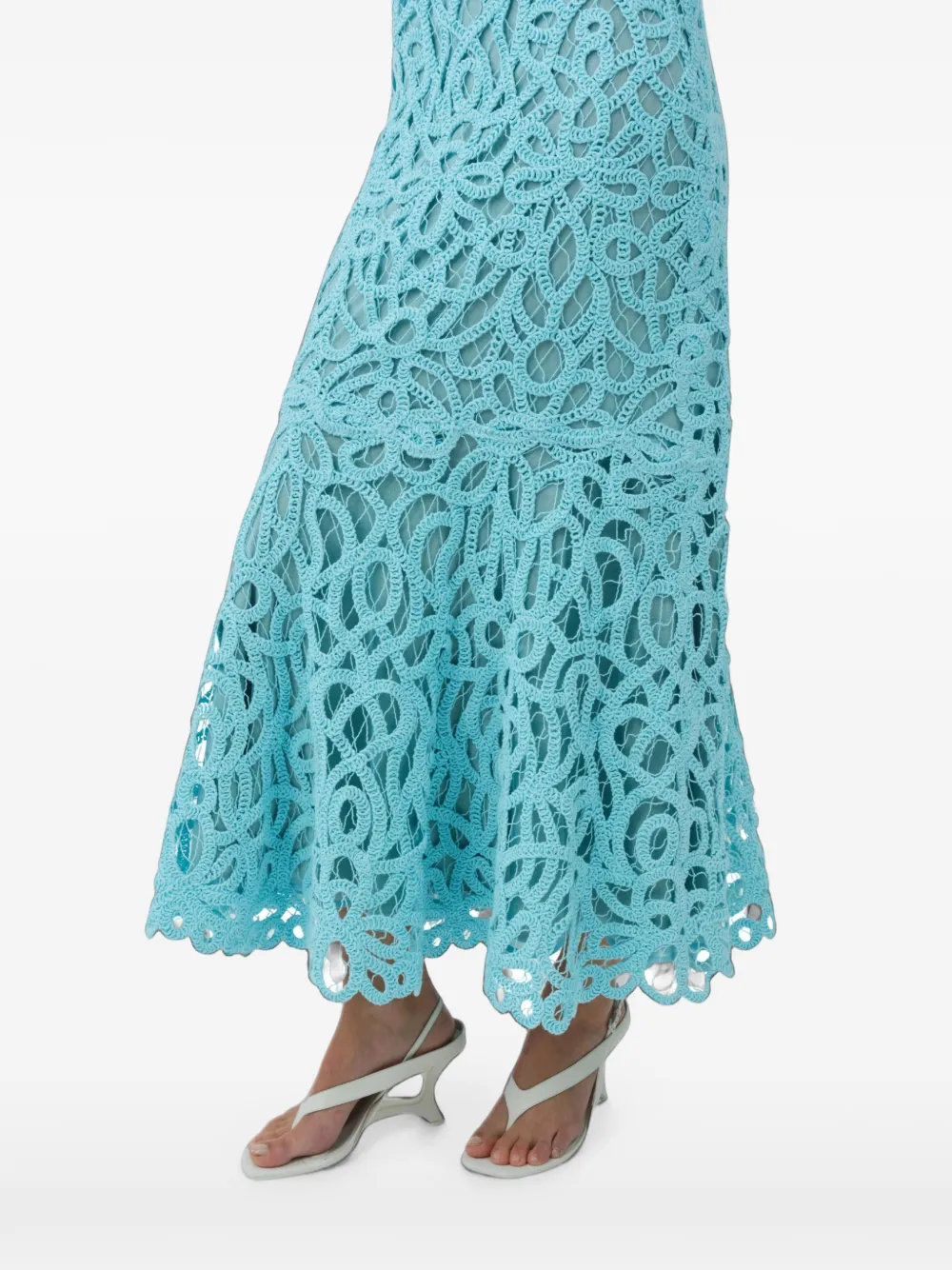 SIMKHAI Clairis bustier-midi-jurk met guipure kant Blauw
