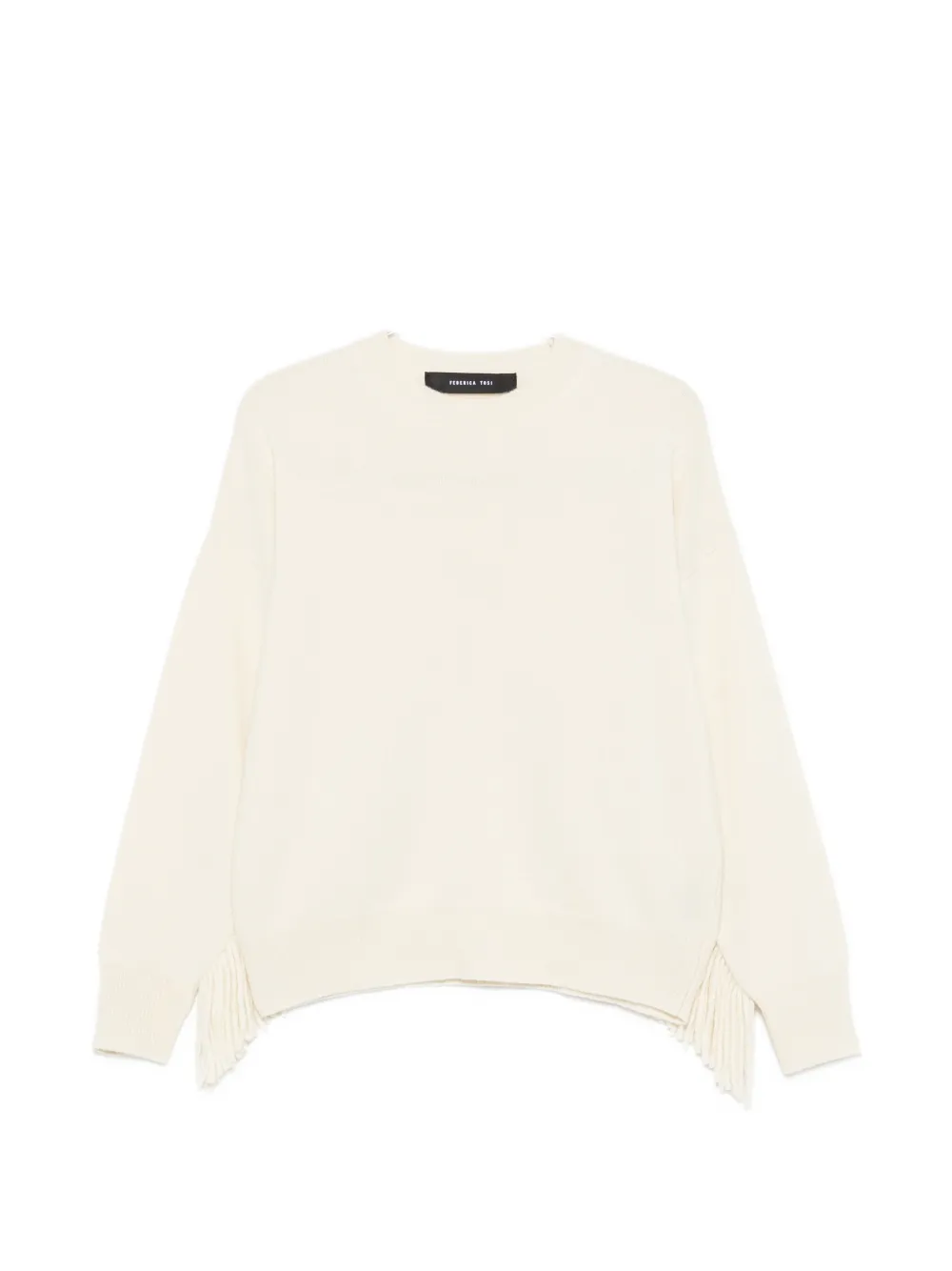 Federica Tosi crew neck long-sleeve fringed sweater - Toni neutri