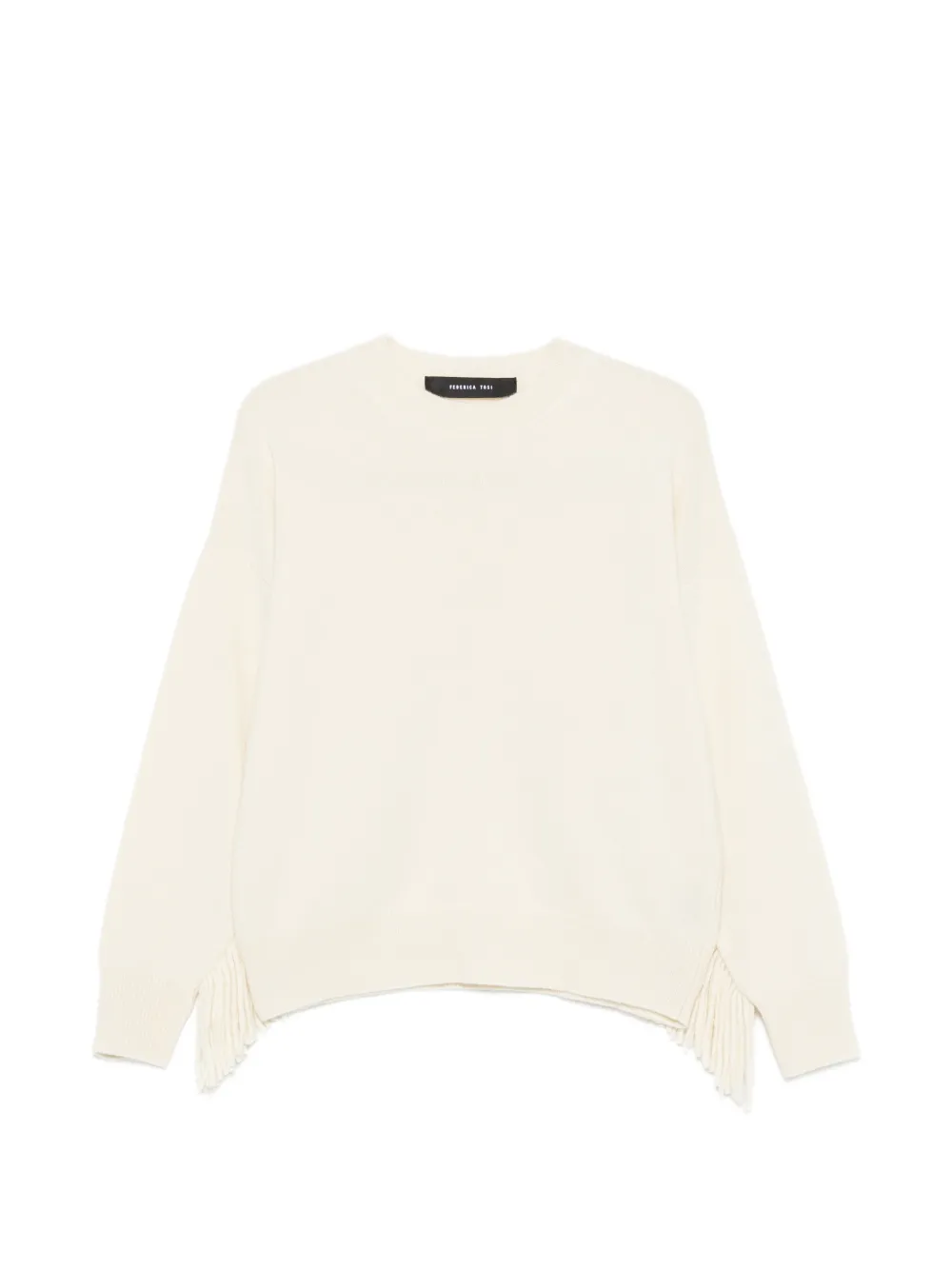 Federica Tosi crew-neck long-sleeve fringed wool sweater - Nude
