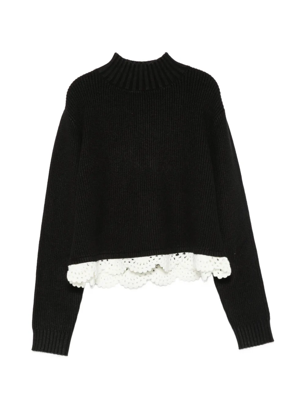 TWINSET Kids crochet-trim ribbed-knit - Nero
