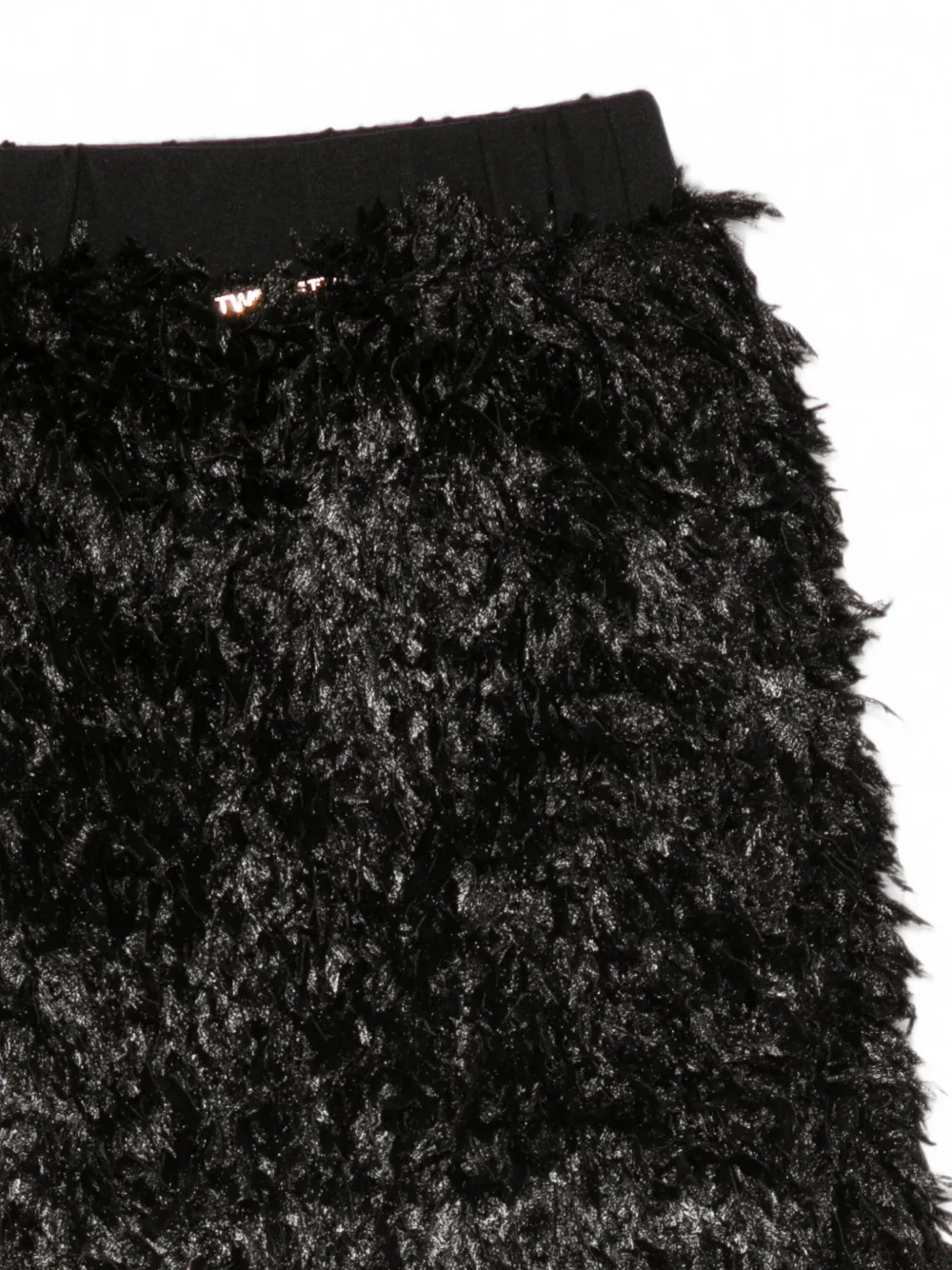 TWINSET Kids Rok met logoplakkaat en veren-effect Zwart