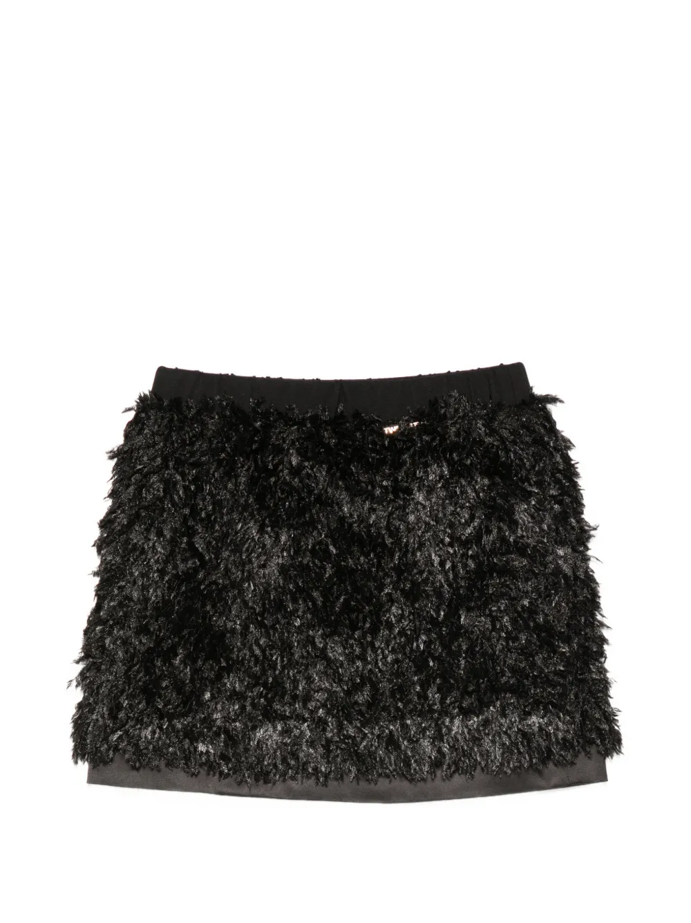 TWINSET Kids feather-effect logo-plaque skirt - Nero