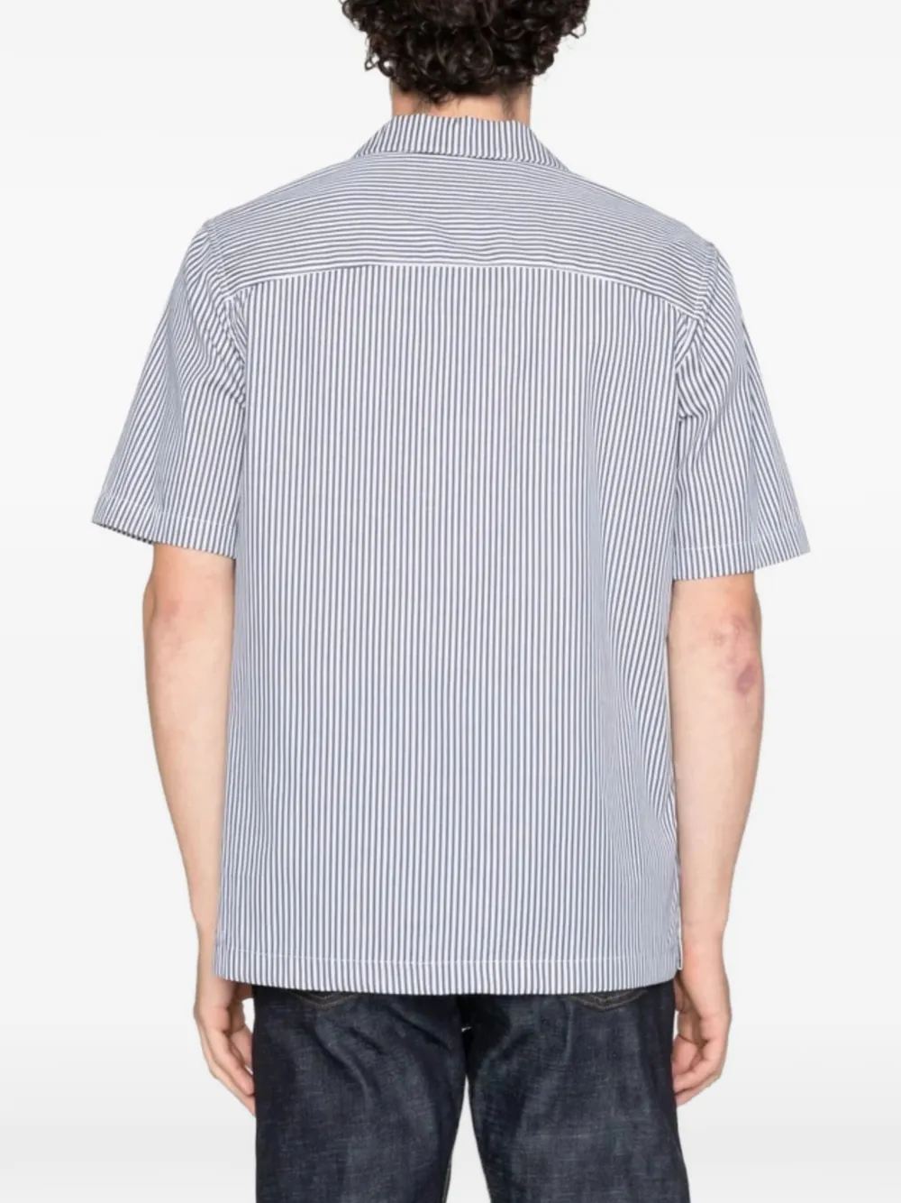 Naked and Famous Dubbel gestreept overhemd Blauw