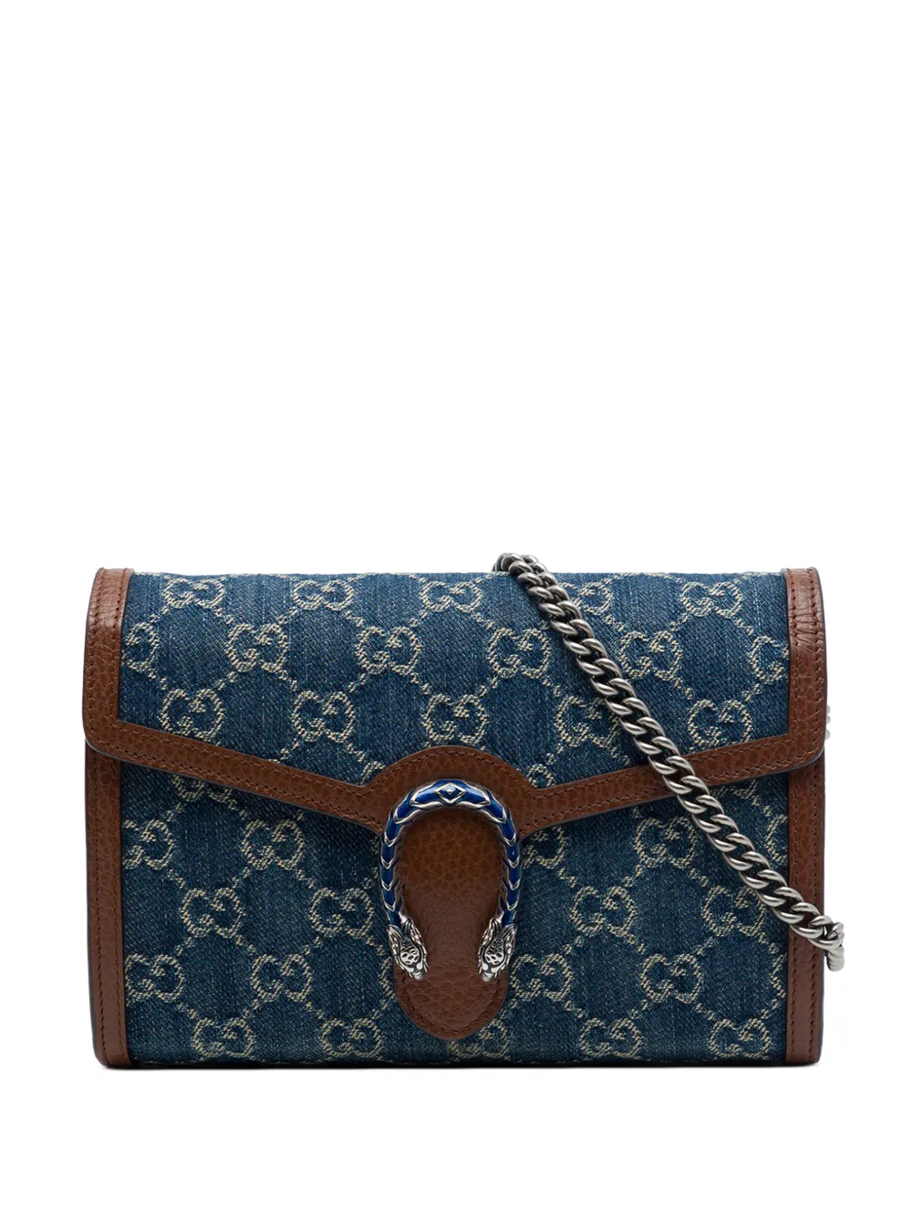 Gucci Pre-Owned 2016-2026 GG Denim Dionysus Wallet on Chain crossbody bag - Blu