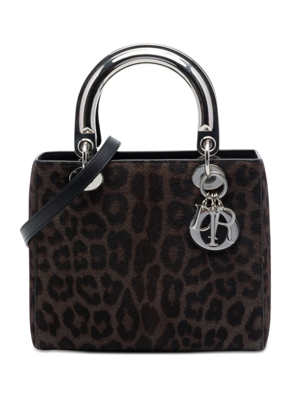 Christian Dior Pre-Owned 2014 Medium Pony Hair Leopard Print Lady Dior satchel - Marrone
