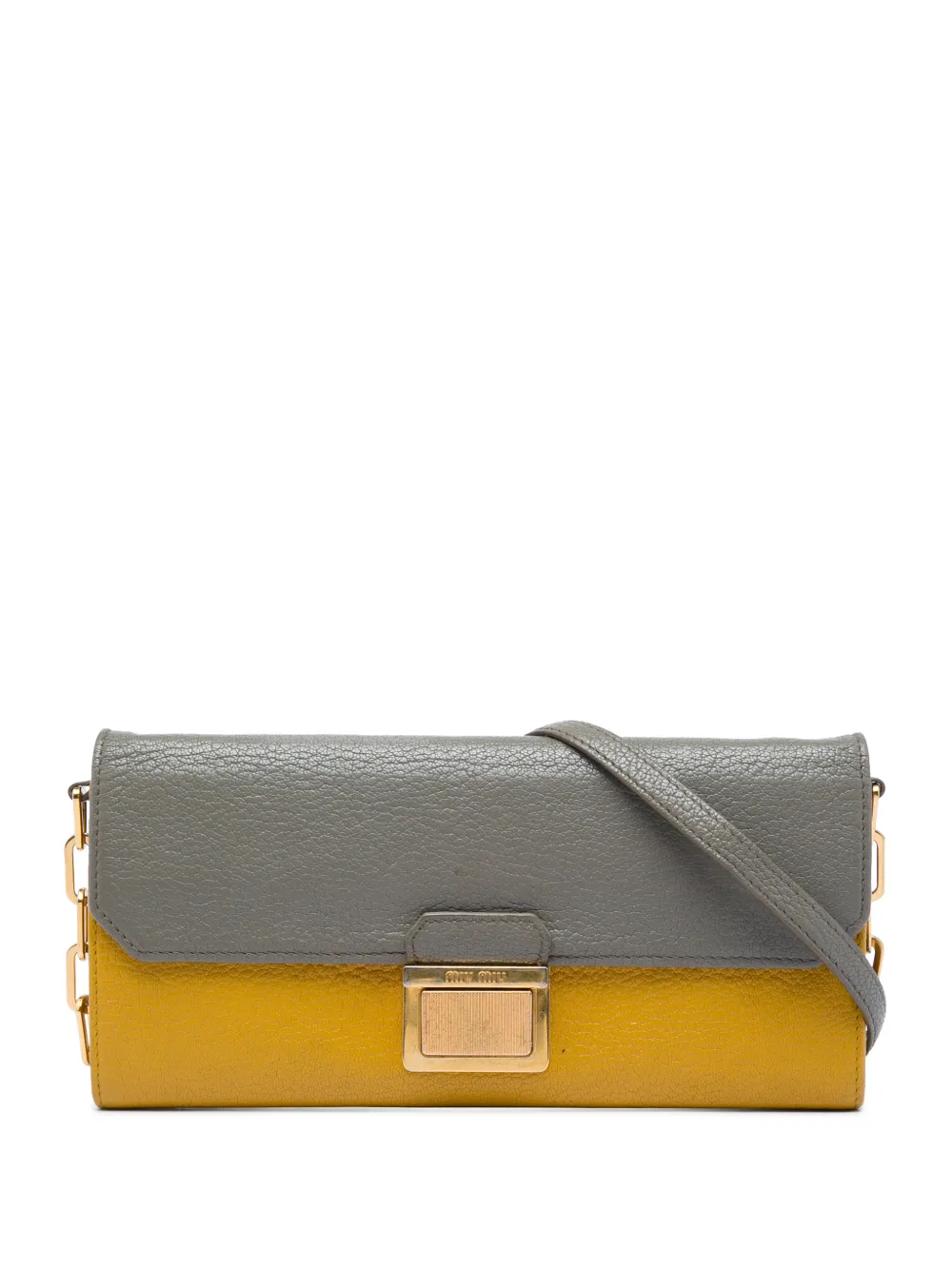 Miu Miu Pre-Owned 2010-2026 Bicolor Goatskin Madras Wallet on Chain crossbody bag - Grigio