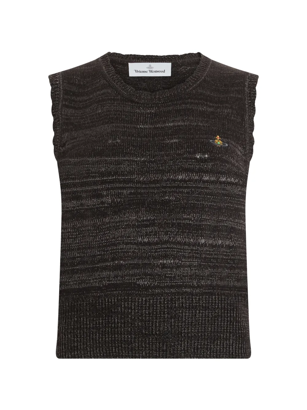 Vivienne Westwood Orb-embroidered distressed sweater vest - Schwarz