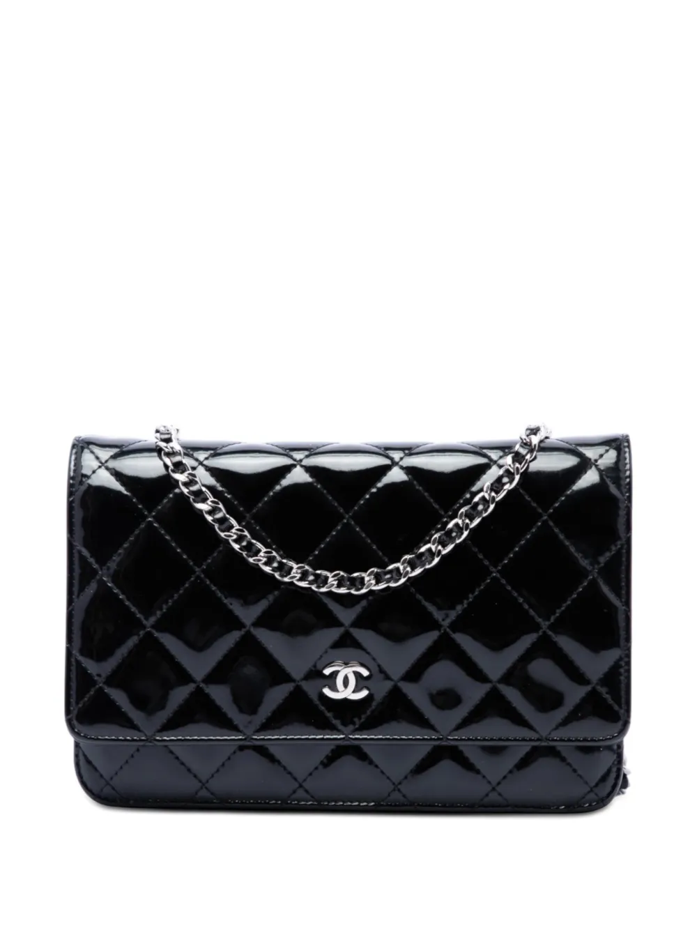 CHANEL Pre-Owned 2011 CC Quilted Patent Wallet On Chain crossbody bag - Black