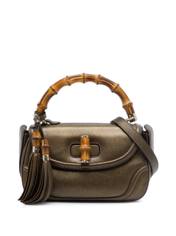 GUCCI バンブー ハンドバッグ レザー ブラウン Gucci Pre-Owned 2016-2026 ミディアム レザー ニュー バンブー