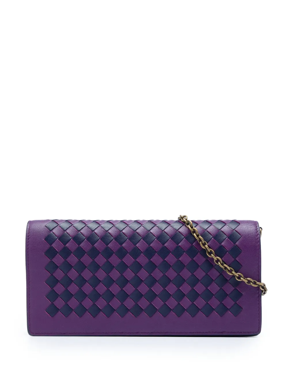 Bottega Veneta Pre-Owned 2012-2026 Bicolor Nappa Intrecciato Continental Wallet on Chain crossbody bag - Violett