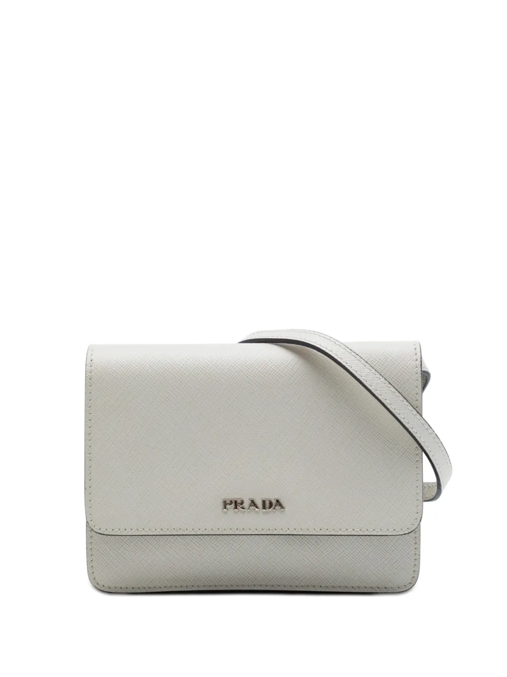 Prada Pre-Owned 2021-2026 Saffiano Wallet on Strap crossbody bag - White