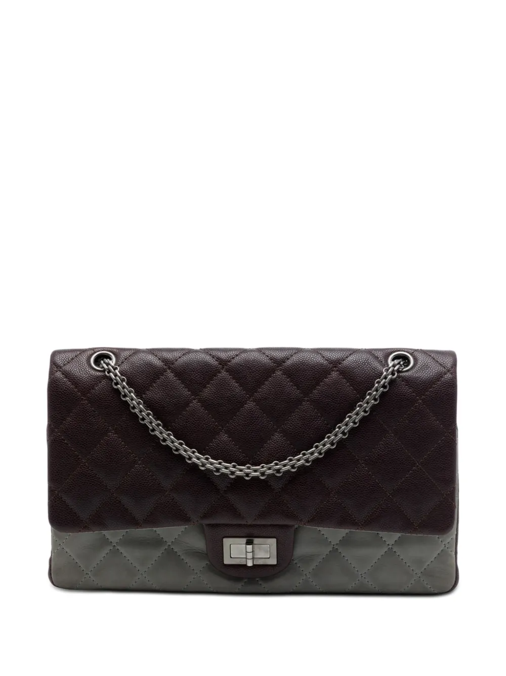CHANEL Pre-Owned 2010-2011 Bicolor Caviar and Iridescent Calfskin Reissue 2.55 Double Flap 226 shoulder bag - Brown
