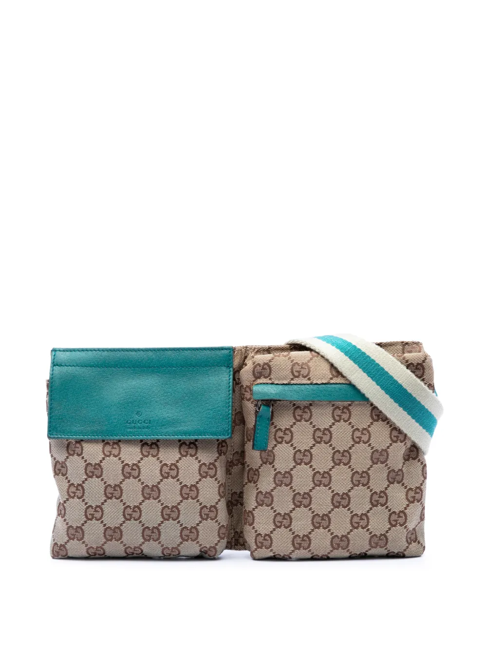 Gucci Pre-Owned 2000-2015 GG Canvas Web Double Pocket belt bag - Toni neutri