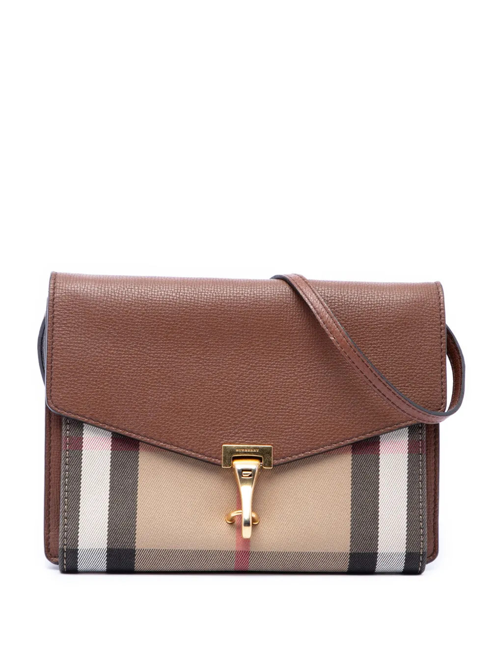Burberry Pre-Owned 2000-2017 Small Leather and House Check Canvas Derby Macken crossbody bag - Marrone