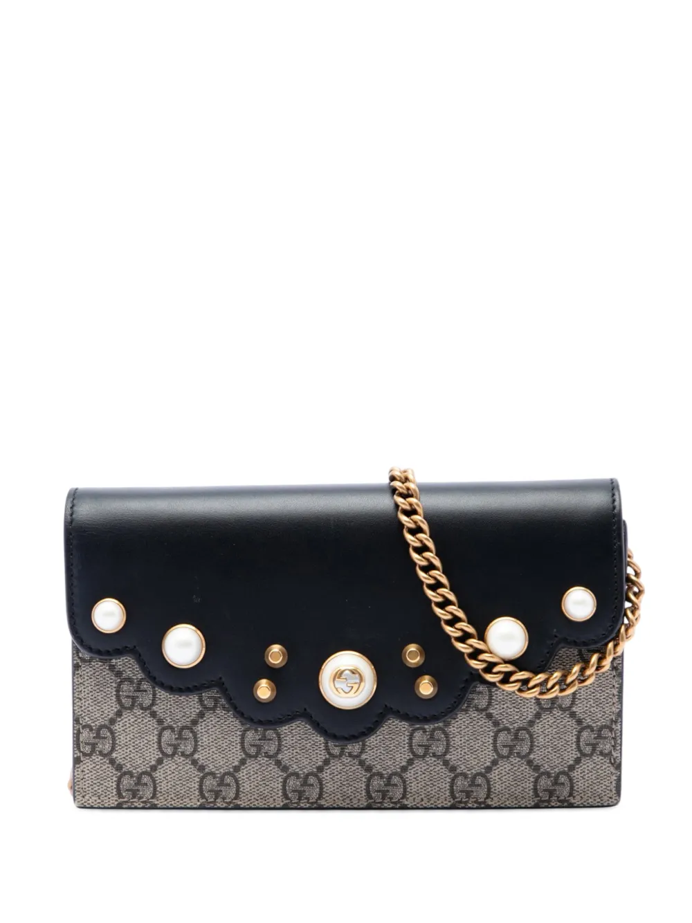 Gucci Pre-Owned 2000-2015 GG Supreme Peony Pearly Wallet On Chain crossbody bag - Toni neutri
