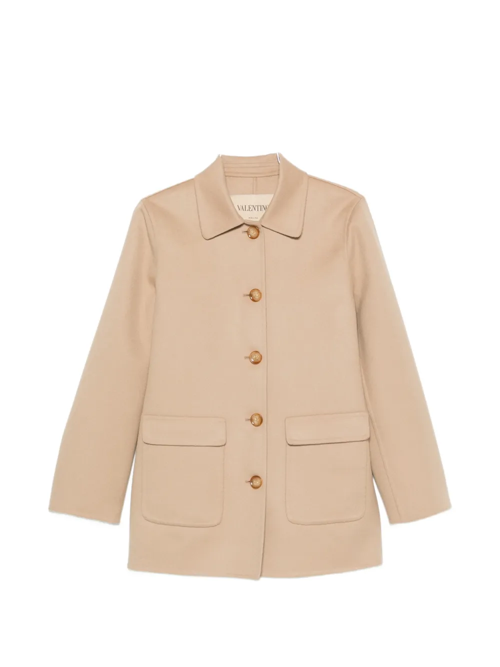 Valentino Garavani logo-embellished patch-pocket coat - Neutrals