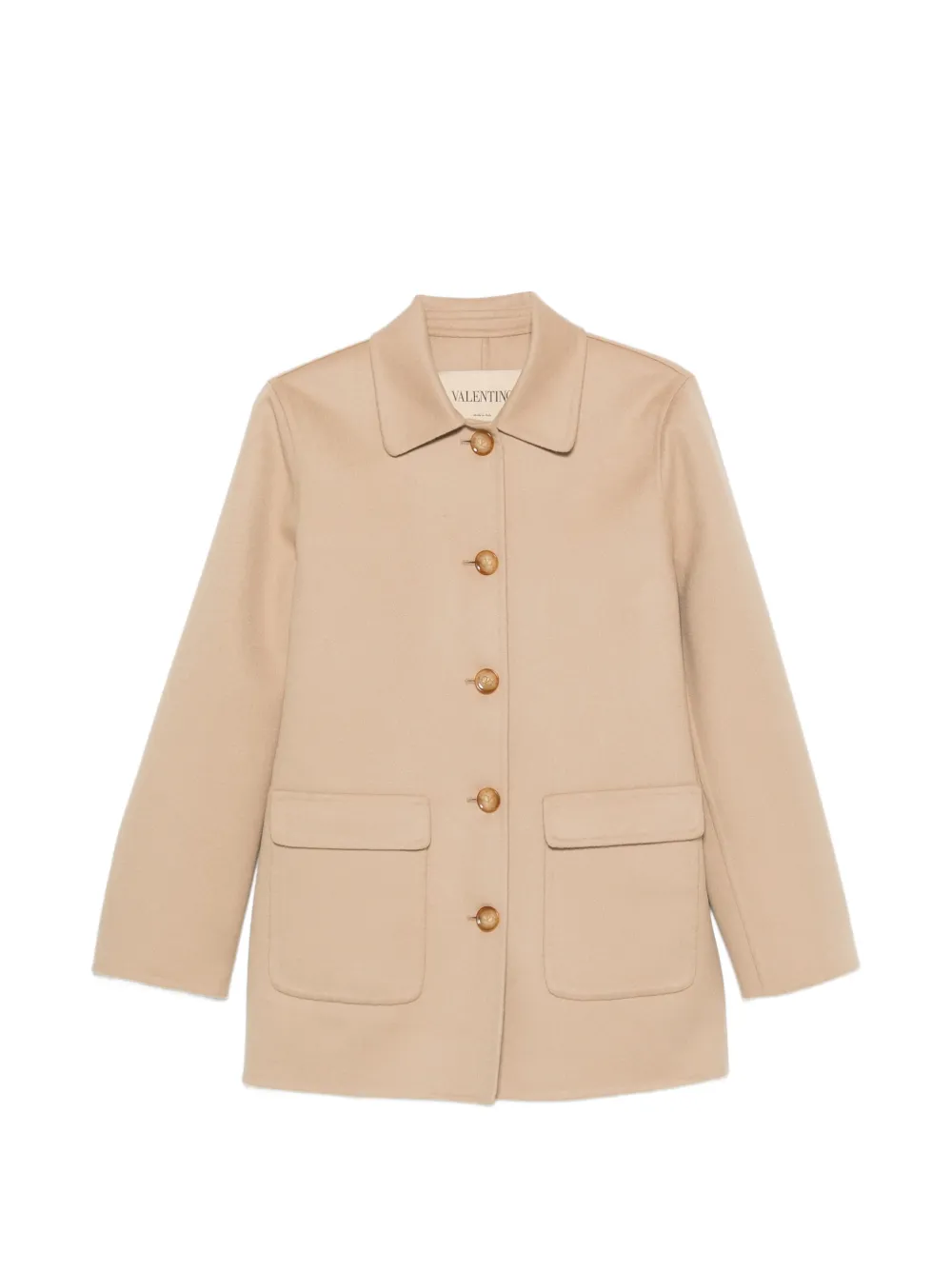 Valentino Garavani logo-embellished patch-pocket coat - Nude