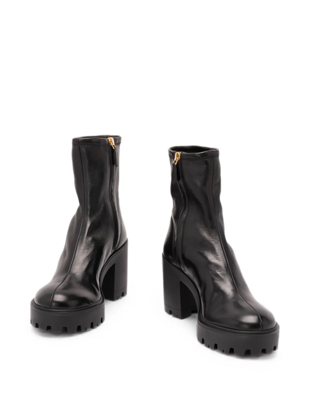 Prada logo-plaque platform ankle boots Zwart