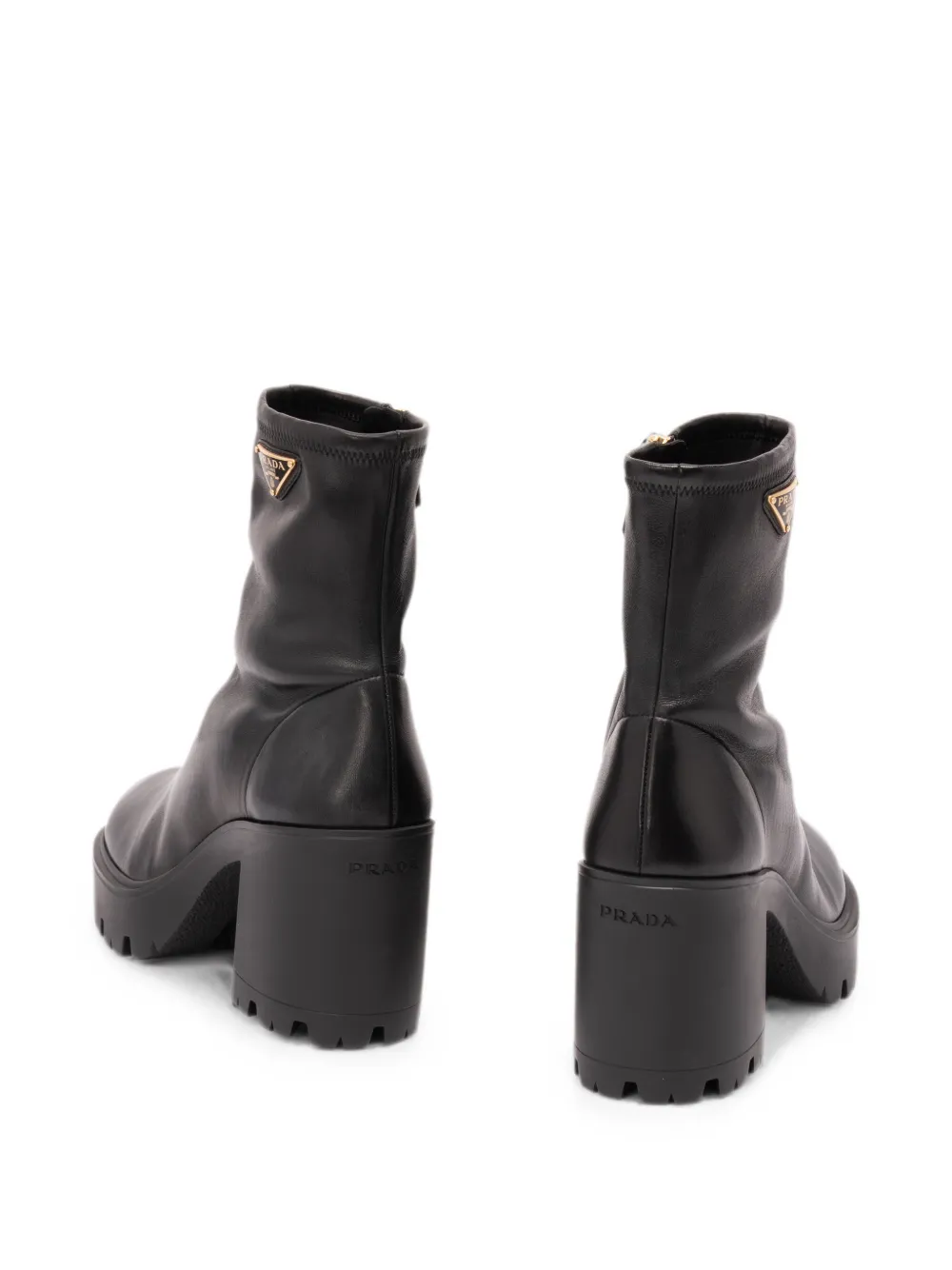 Prada logo-plaque platform ankle boots Zwart