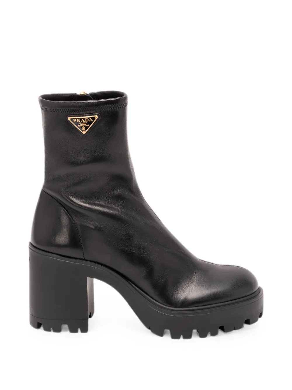 Prada logo-plaque platform ankle boots Zwart