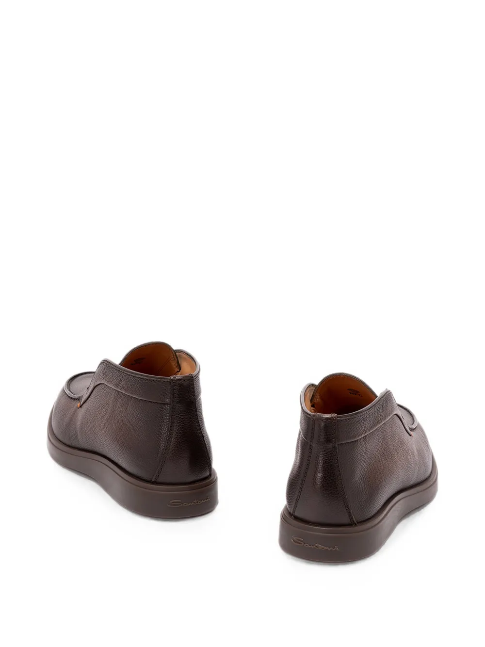 Santoni Dragon grained leather boots Bruin