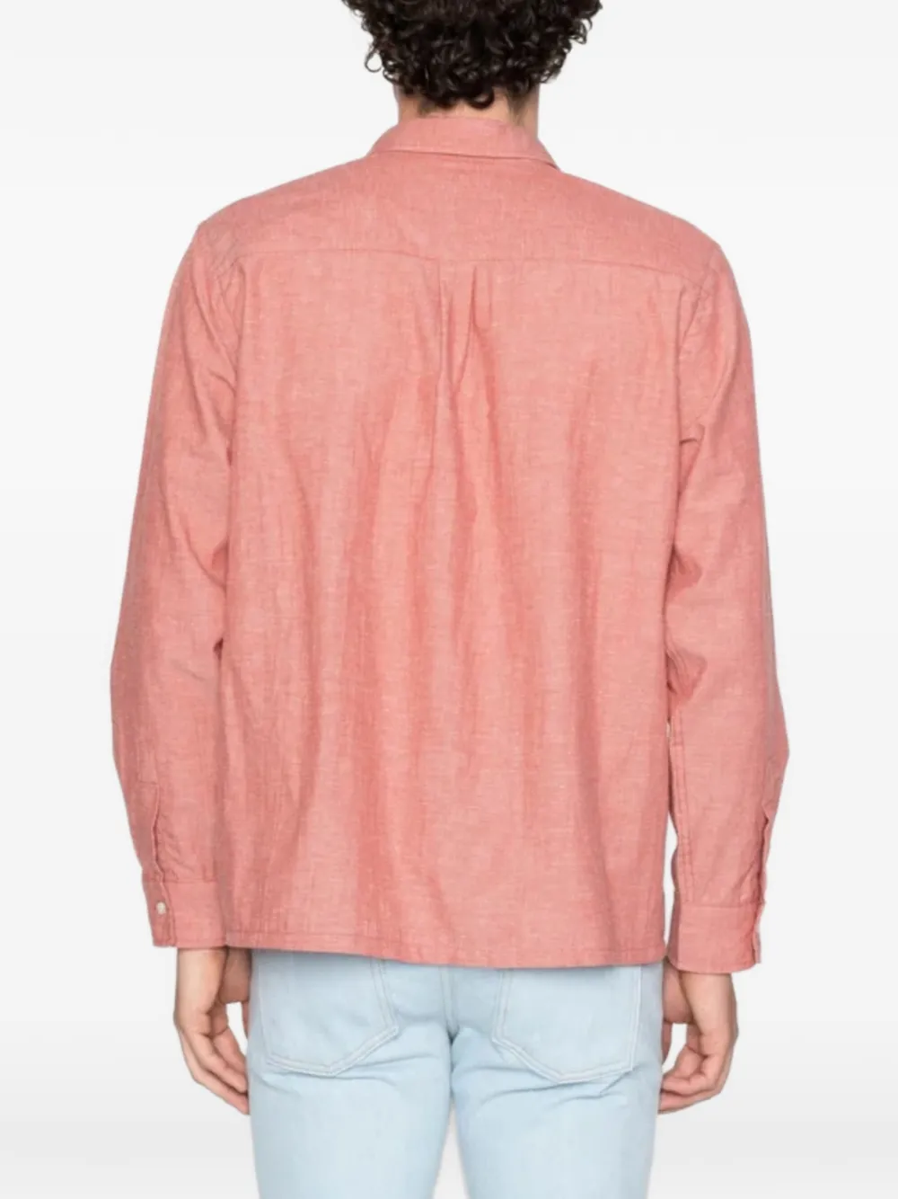 Naked and Famous Overhemd met borstzak Rood