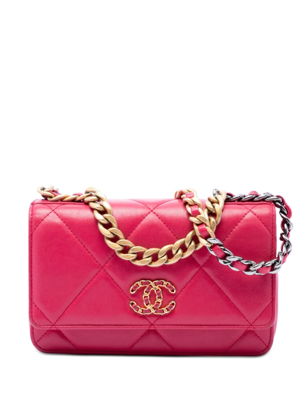 CHANEL Pre-Owned 2019 Quilted Lambskin 19 Wallet on Chain crossbody bag - Pink