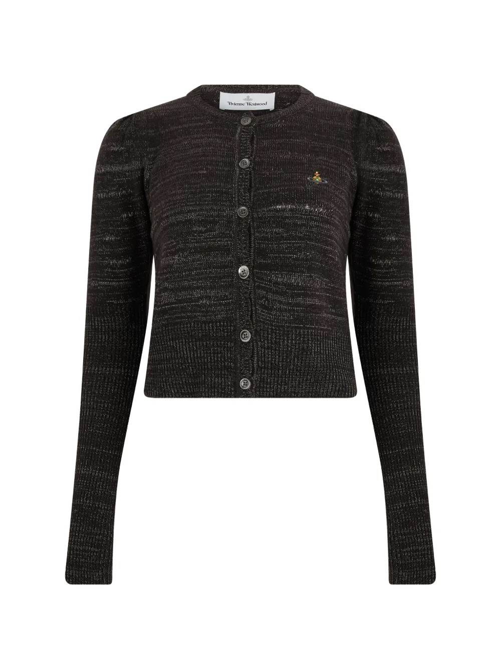 Vivienne Westwood Orb-embroidered puff-sleeve cardigan - Nero