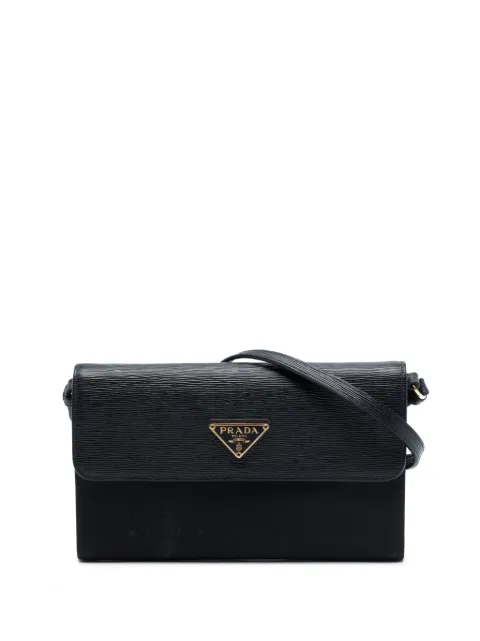 Prada Pre-Owned Vitello Move Tessuto 斜挎袢带钱包(2000-2013年典藏款)