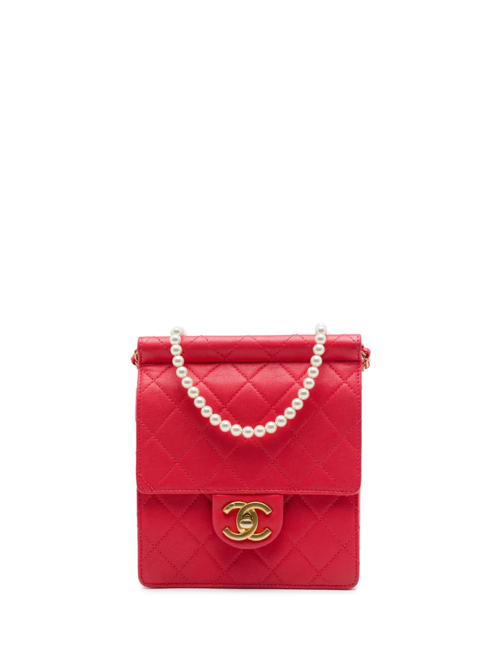CHANEL Pre-Owned 2019 Small Quilted Lambskin Chic Pearls Flap crossbody bag - Red