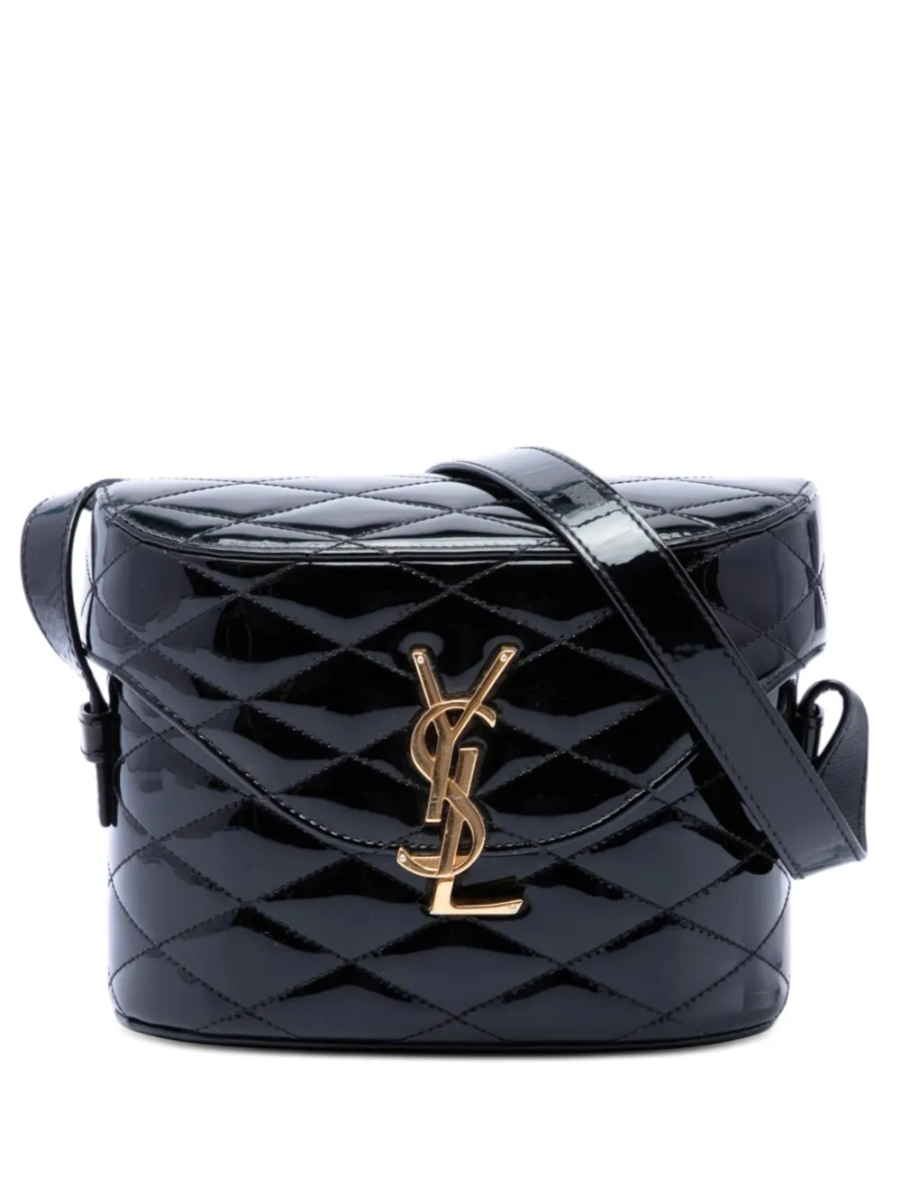 Saint Laurent Pre-Owned 2022 Quilted Patent Monogram June Box crossbody bag - Nero