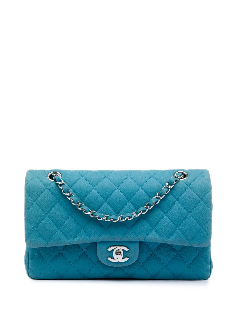 CHANEL Pre-Owned 2013-2014 Medium Classic Caviar Double Flap shoulder bag - Blue