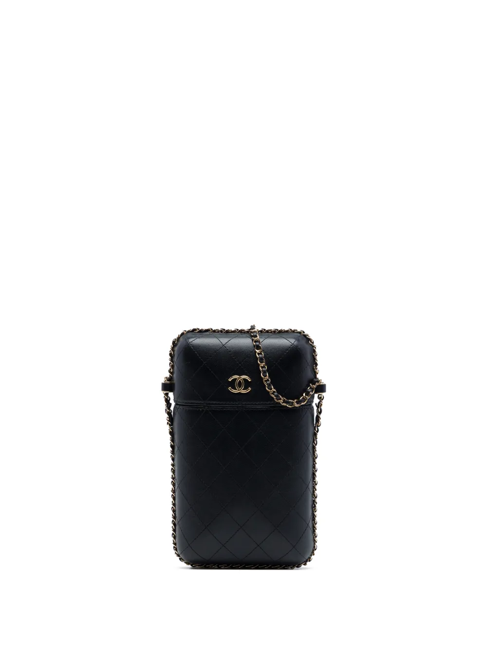 CHANEL Pre-Owned 2018 CC Quilted Lambskin Chain Around Phone Holder crossbody bag - Black