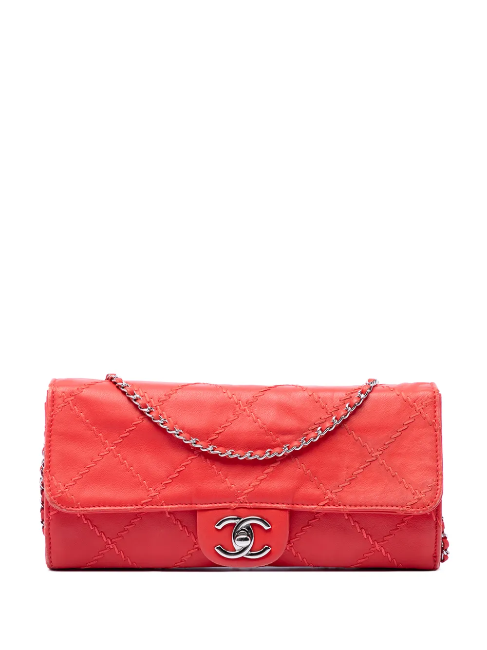 CHANEL Pre-Owned 2010-2011 CC Quilted Lambskin Ultimate Stitch Wallet On Chain shoulder bag - Red
