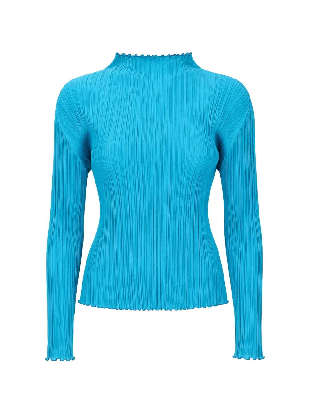 Pleats Please Issey Miyake pleated high-neck t-shirt - Blau