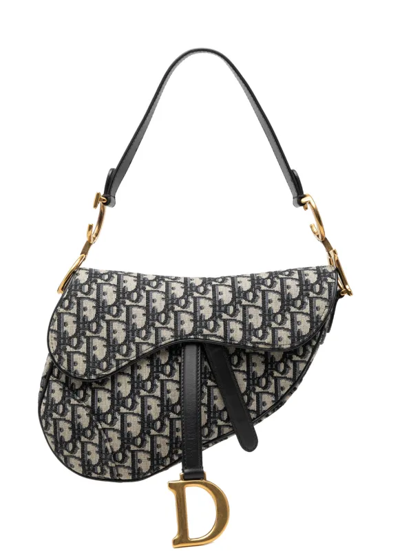 Dior Pre-owned 2018 Oblique Canvas Saddle Bag Shoulder Bag in Blue