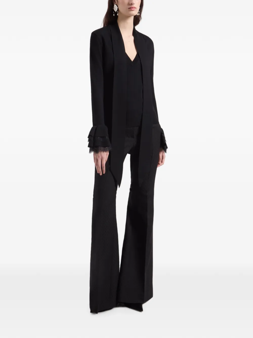 Nina Ricci Jacquard-tailoring Flared Trousers in Black, view 2